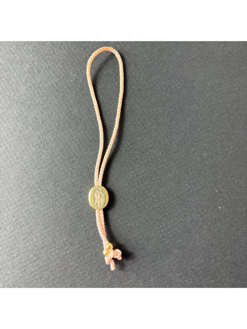 Ralph Lauren Pink Pony Braided Bracelet With Gold Tone Charm & Beads